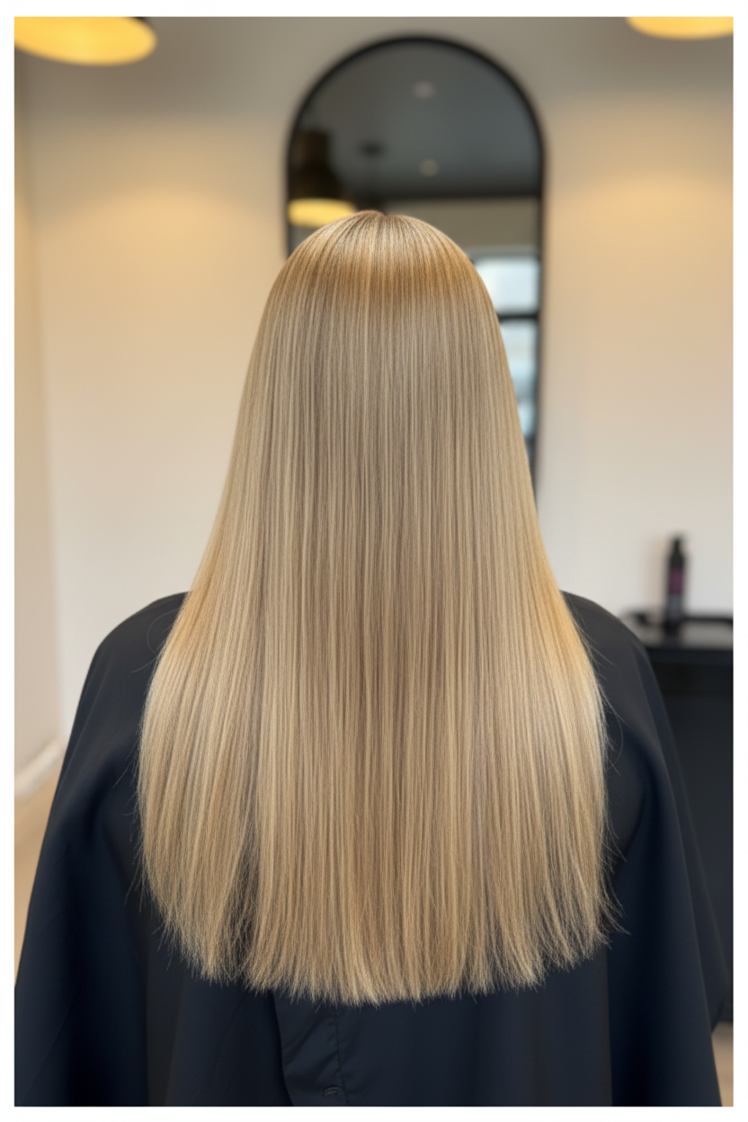 Keratin Extra Long Extra Thick blonde hair at Beauty Emporio Salon